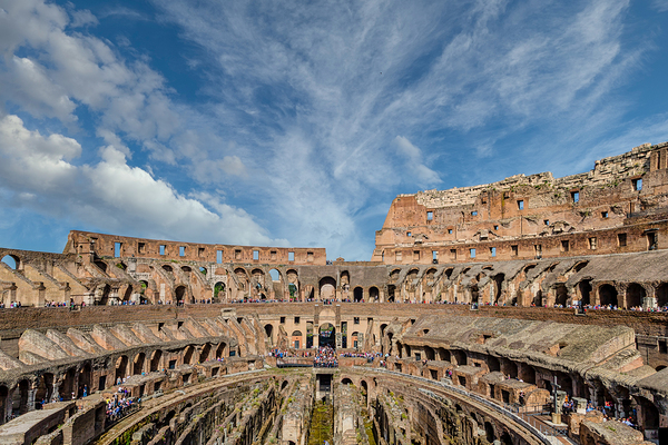 Roman Coloseum with Many Tourist Print