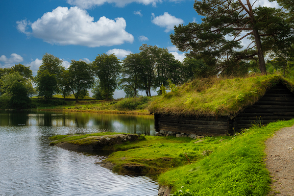 Sod Covered Homes in Sunnmore Museum in Alesund Norway Print