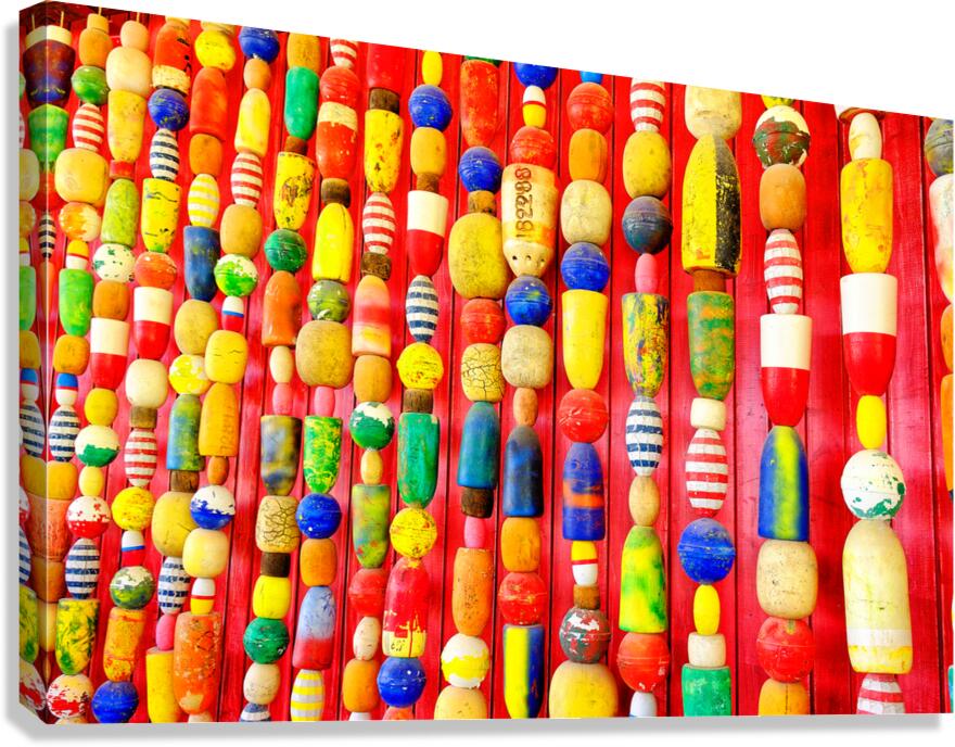 Decorative Lobster Floats on Red Wall Canvas Print