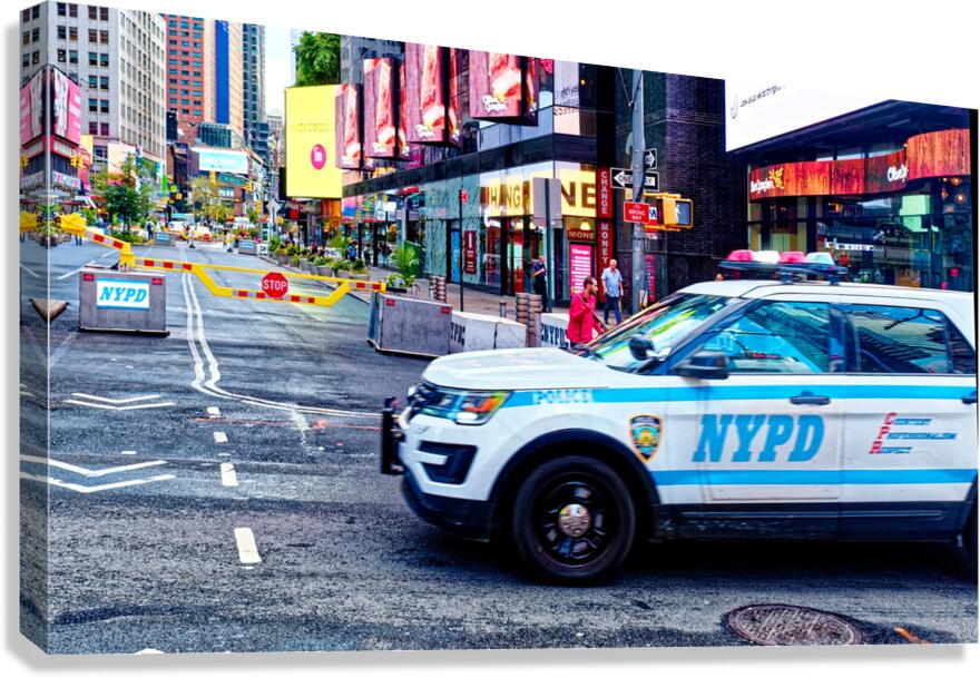NYPD Car Crossing Times Square Canvas Print