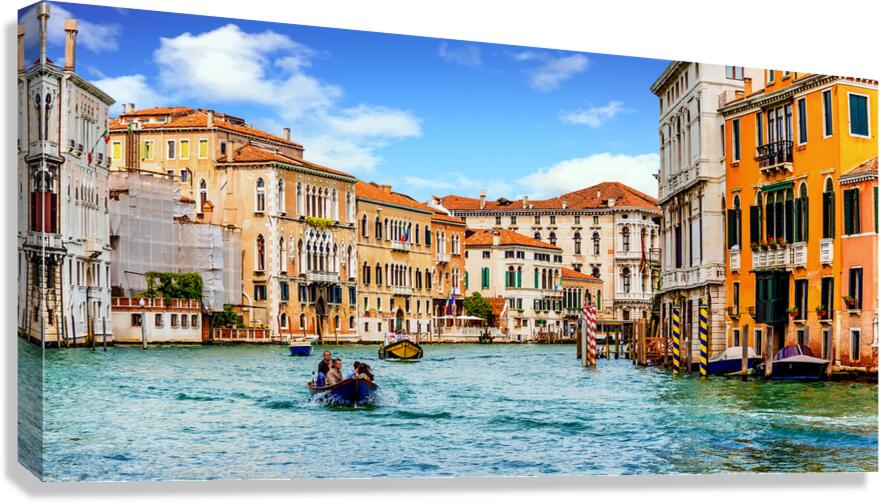 Motorboat Heading Under Bridge Canvas Print