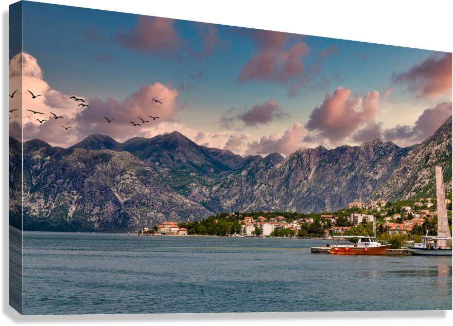 Orange Boat in Kotor Bay Canvas Print
