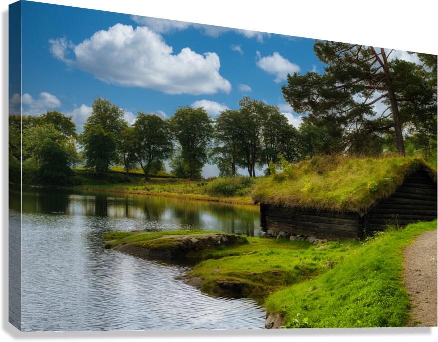 Sod Covered Homes in Sunnmore Museum in Alesund Norway Canvas Print