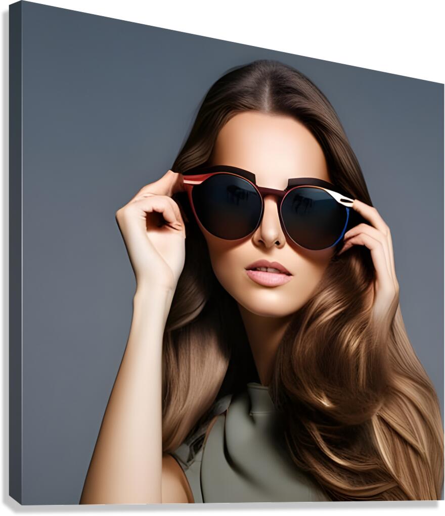 Woman with Eyes Looking Through Dark Sunglasses Canvas Print
