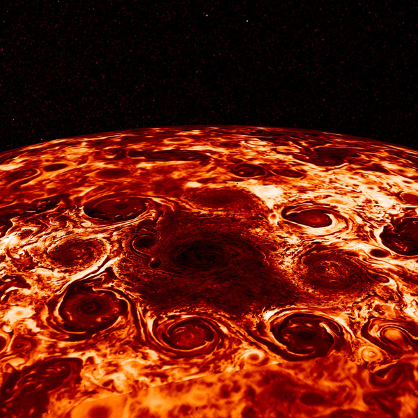Jupiter s Polar Cyclone Storms  Print