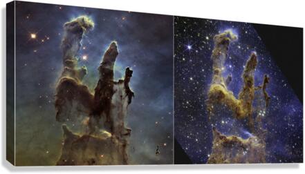 Pillars of Creation Hubble and Webb Images Side b  Canvas Print
