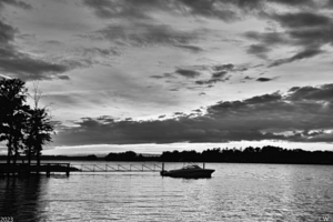 Lake Murray South Carolina Twilight Black And White