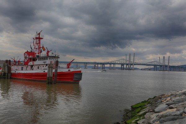 Red BoAt on the  Hudson by Kaye
