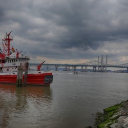 Red BoAt on the  Hudson