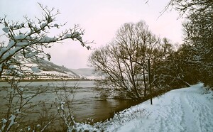 Snowy Sunset On Riversite Vintage