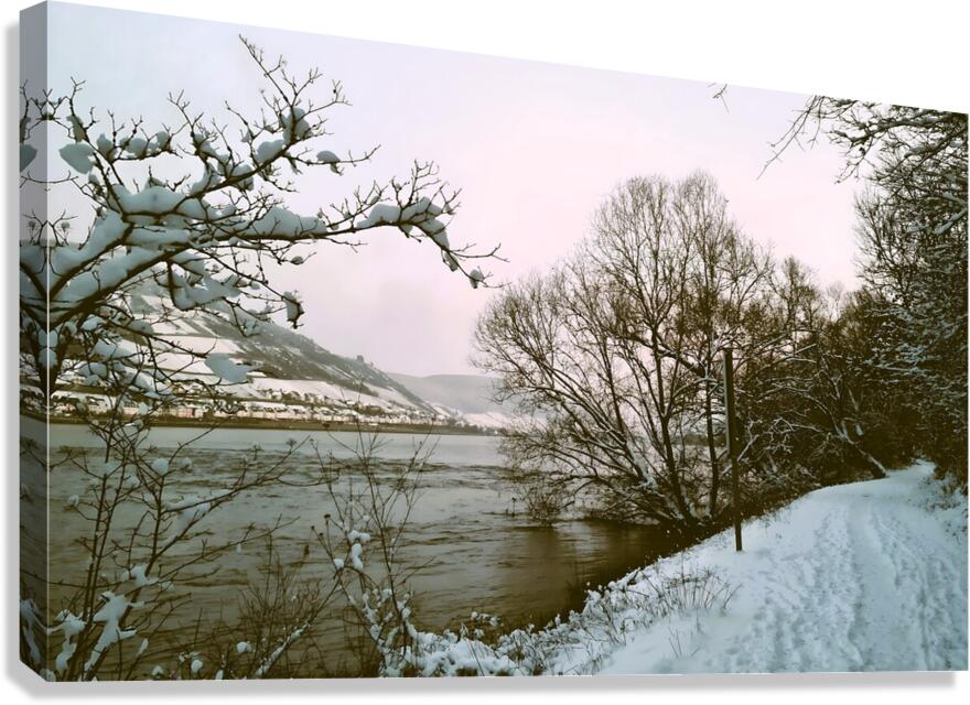 Snowy Sunset On Riversite Vintage Canvas Print