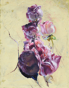Dried Roses Floral Original Artwork Nina Koba by Nina Koba