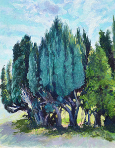 original painting spring kiparis by Nina Koba