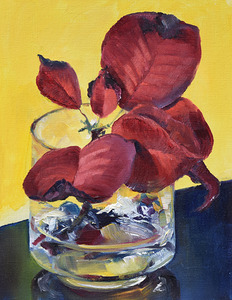 original painting red on yellow by Nina Koba