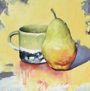 original oilpainting green mug by Nina Koba