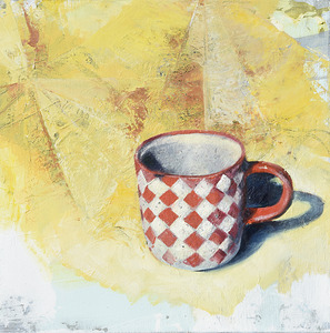 Red Pattern Mug Original Painting Nina Koba by Nina Koba