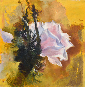 original oil painting pinkrosas gold by Nina Koba