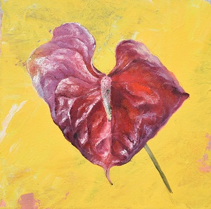 original oil painting red anthurium by Nina Koba