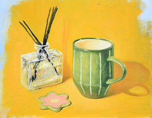 original painting green cup by Nina Koba