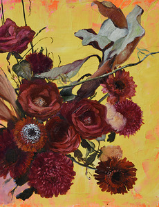 original oil painting redflowers by Nina Koba