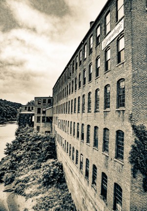 Side View Factory with River