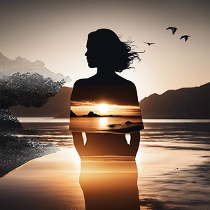 A beautiful double exposur that combines an godde