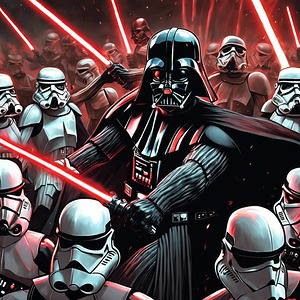 color photo of a close up shot of Darth Vader the