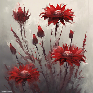 red flowers wall art decor