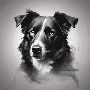  Black and white dog face vector procreate