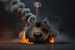 Default Musical instrument guitar smoke rising fr
