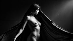 Woman in Black Drape