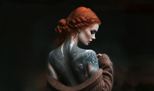 Ginger with a Celtic tattoo Print