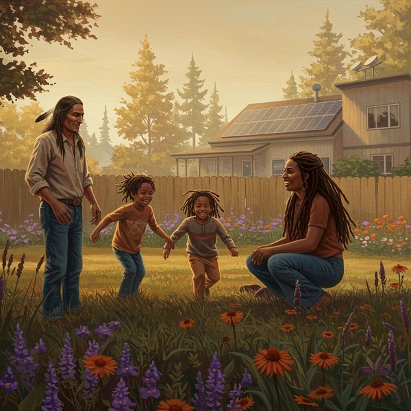 Family playing in yard by Smooth Landing Designs