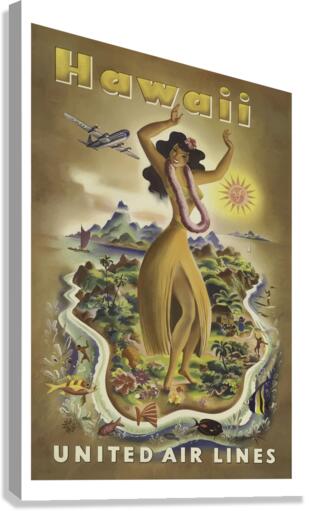 Vintage Travel Poster Hawaii United Air Lines Canvas Print