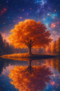 Golden Tree Canvas   Starlit Serenity 1