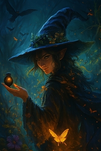 Mysterious Forest Witch with Glowing Orb 1
