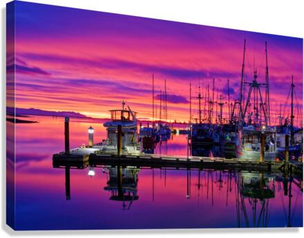Sunrise At Comox Marina 1 Canvas Print