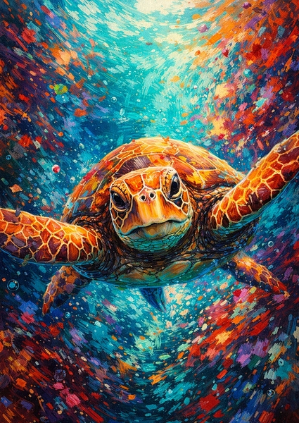 Underwater Serenity: The Colorful Journey of a Sea Turtle by khalid