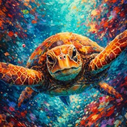 Underwater Serenity: The Colorful Journey of a Sea Turtle