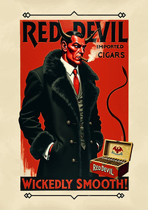 Red Devil Vintage Cigar Poster