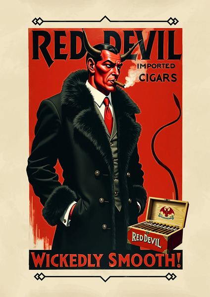 Red Devil Vintage Cigar Poster by Tricky Rabbit Art