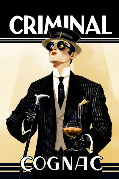 Criminal Cognac Art Deco Print by Tricky Rabbit Art