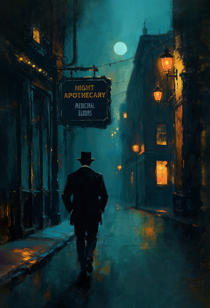 Night Apothecary Speakeasy Art Print by Tricky Rabbit Art