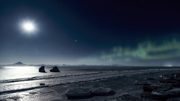 Mount Redoubt Aurora Moon Jupiter Print