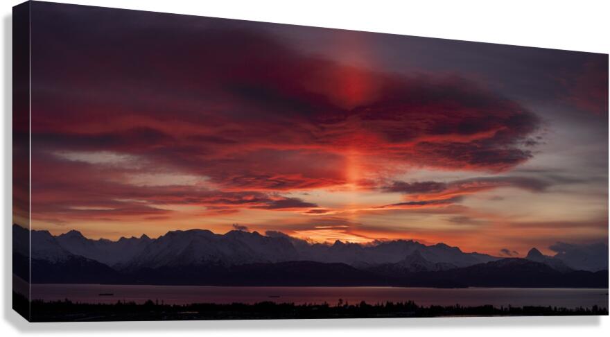 Sunrise Light Pillar  Canvas Print