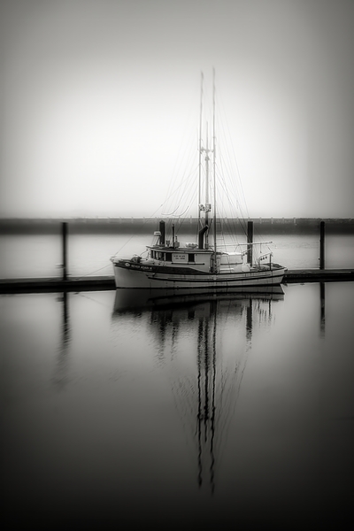   Historic Newport Bayfront Boat in the Fog by Kathleen Reed