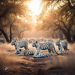 white tigers in jungle 