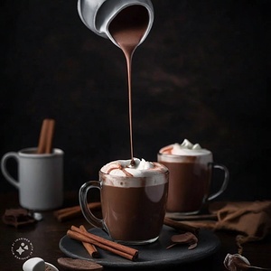 Pouring chocolate into warm cocoa AI