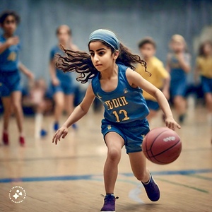 AI Girl plays basketball