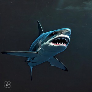 Shark swimming upward AI
